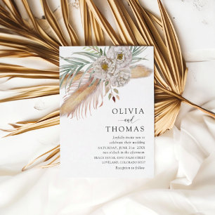 Convite Boho Pampass & Floral Watercolor Casamento