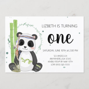 Convite Boho Panda Aniversário - Rapariga