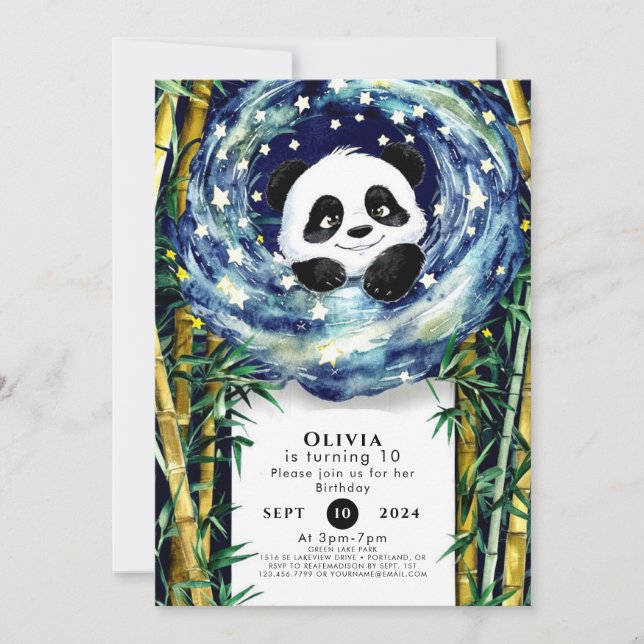 Convite Boho Panda Cute Birthday (Frente)