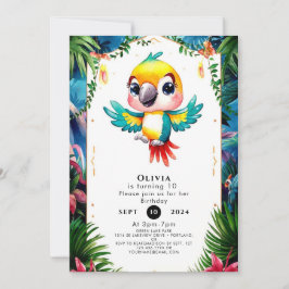 Convite Boho Parrot Aniversário Encantado