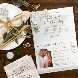 Convite Boho Passaporte Destino Casamento