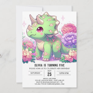Convite Boho Pastel Dinosaur Digital Aniversário