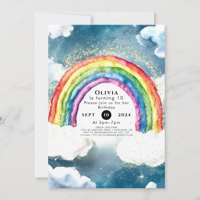 Convite Boho Pastel Rainbow Birthday (Frente)