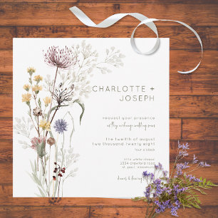 Convite Boho Pastel Wildflower Modern Floral
