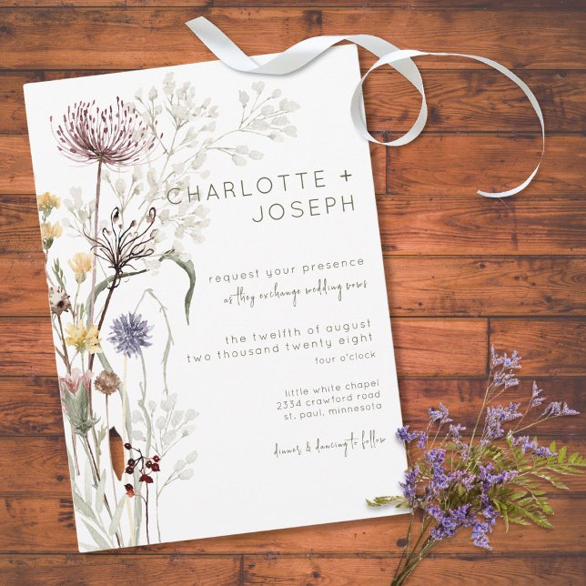 Convite Boho Pastel Wildflower Modern Floral Weding (Criador carregado)