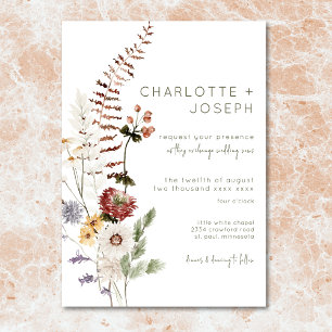 Convite Boho Pastel Wildflower Modern Floral Weding