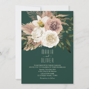 Convite Boho Peach e Emerald Green Wedding