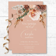 Boho Peach & Rust Floral Peach Blush Casamento