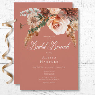 Convite Boho Peach & Rust Floral Rust Bridal Brunt