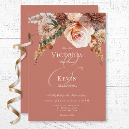 Convite Boho Peach & Rust Floral Rust Casamento