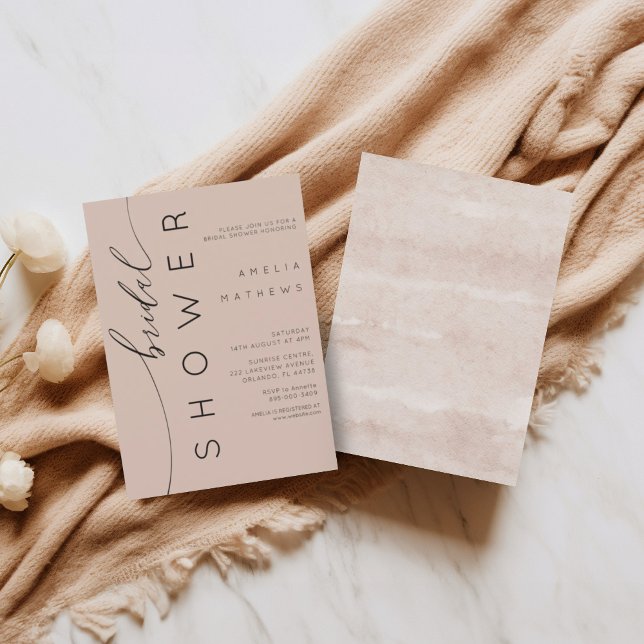 Convite Boho Peachy Pink Simple Bridal Shower (Criador carregado)