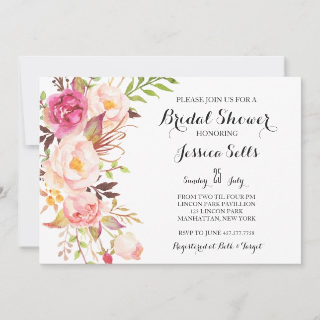 Convite Boho penas Chá de panela (Frente)