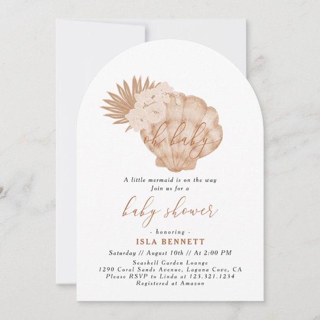 Convite Boho Pequena Sereia Está A Caminho Do Chá de frald (Frente)