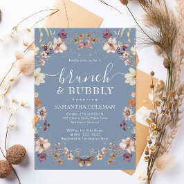 Convite Boho Periwinkle Brunch e Chá de panela de espuma