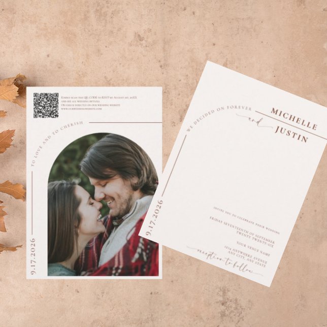 Convite Boho Photo | Casamento de Script de Caligrafia Min (Criador carregado)