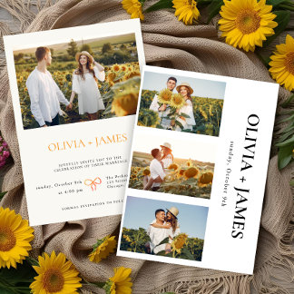 Convite Boho Photo Collage Casamento Elegante no verão