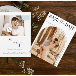 Convite Boho Photo   Moderno Salve a Data 