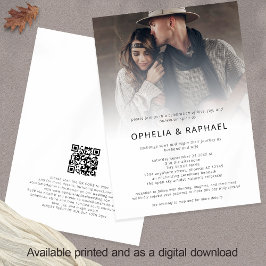 Convite Boho Photo Overlay Código QR Casamento Bohemian