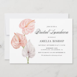 Convite Boho Pink Anthuriums Tropical Bridal Luncheon