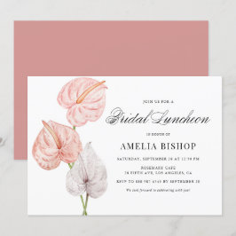 Convite Boho Pink Anthuriums Tropical Bridal Luncheon