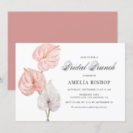 Convite Boho Pink Anthuriums Tropical Floral Bridal Brunch