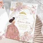 Convite Boho Pink Borboleta Floral Princesa Quinceañera<br><div class="desc">Boho Rosa Borboleta Floral Princesa Quinceañera Convite</div>