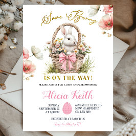 Convite Boho Pink Bow Floral Easter Bunny Baby Shower