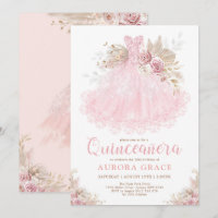 Boho Pink Dourado Quinceañera Princesa Vestida Ani