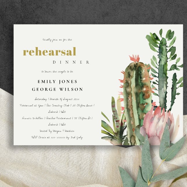 CONVITE BOHO PINK FLORAL CACTI FOLIAGE REHEARSAL JANTO (Criador carregado)