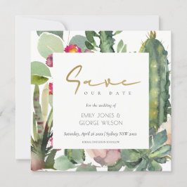 CONVITE BOHO PINK FLORAL CACTI FOLIAGE SALVAR DATA