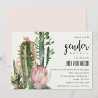 BOHO PINK FLORAL DESERTO CACTI FAUNA GENDER REVEAL