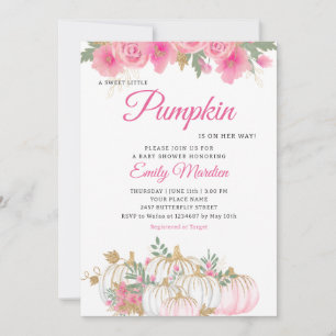 Convite Boho Pink Floral Little Pumpkin Chá de fraldas