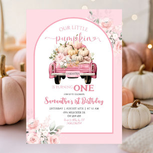 Convite Boho Pink Floral Little Pumpkin Girl Aniversário