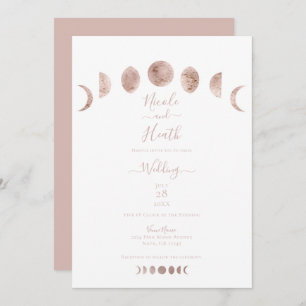Convite Boho Pink Moon Fala Casamento Mínimo Moderno