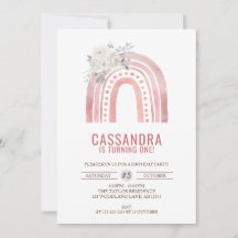 Boho Pink Rainbow Birday, primeiro aniversario Ros