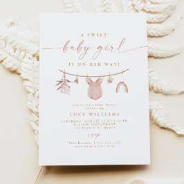 Convite Boho Pink Sweet Baby Girl Chá de fraldas