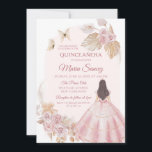 Convite Boho Pink Vestido Mexicano Princesa Quinceañera<br><div class="desc">Boho Rosa Vestido Mexicano Princesa Quinceañera Convite</div>