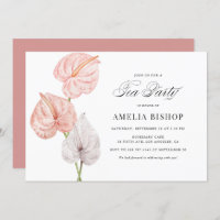 Boho Pink Watercolor Anthuriums Tea Party