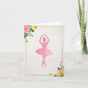 Convite Boho Pink Watercolor Brick Floral Balé Aniversário