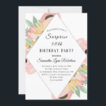 Convite Boho Pink Yellow Floral Surprise 50th Birthday<br><div class="desc">Um fundo branco elegante com diamante branco no centro, estes convites de aniversário surpresa florais cor-de-rosa e amarelo desenhados serão um sucesso. Ao redor das bordas do diamante estão flores cor-de-rosa e amarelas com folhas verdes também. Todos os scripts e fontes em negrito são um modelo de texto que você...</div>