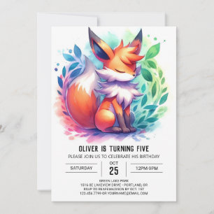 Convite Boho Playful Fox Birthday