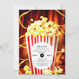 Convite Boho Popcorn Birthday Simples