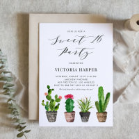 Boho Potted Succulents e Cactus Sweet 16 Party
