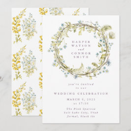 Convite Boho Primavera Wreath Wildflower Pampas Casamento