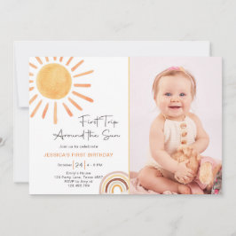 Convite Boho Primeira Viagem Ao Redor Do primeiro aniversa