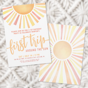Convite Boho Primeira Viagem ao redor do Sol 1º Aniversári