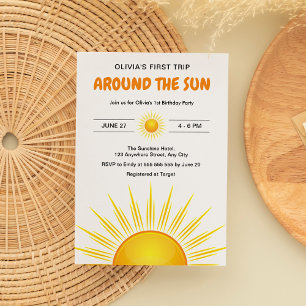 Convite Boho Primeira Viagem ao Redor do Sol 1º Aniversári