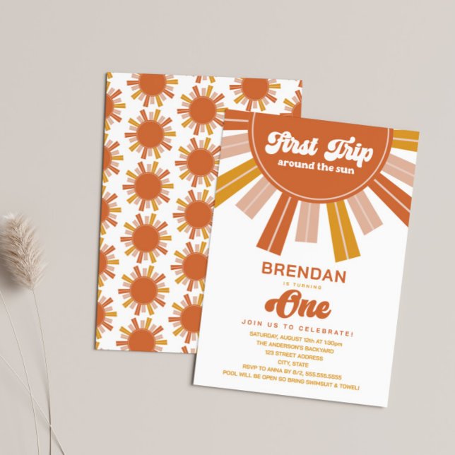 Convite Boho Primeira Viagem Ao Redor Do Sol Primeiro Aniv (Criador carregado)