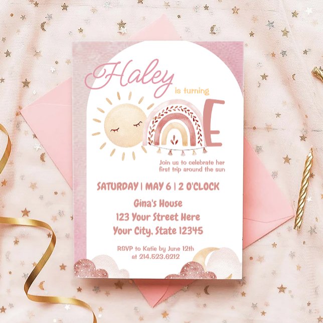 Convite Boho Primeira viagem em torno da festa do primeiro (Criador carregado)