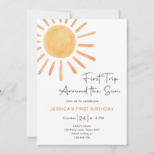 Convite Boho Primeira Viagem Em Torno Do primeiro aniversa